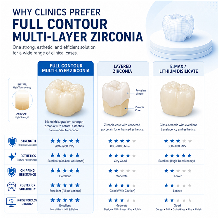 Why Some Facilities Prefer Complete Contouring Multi-layer Zirconia 2 Multi-layer Zirconia
