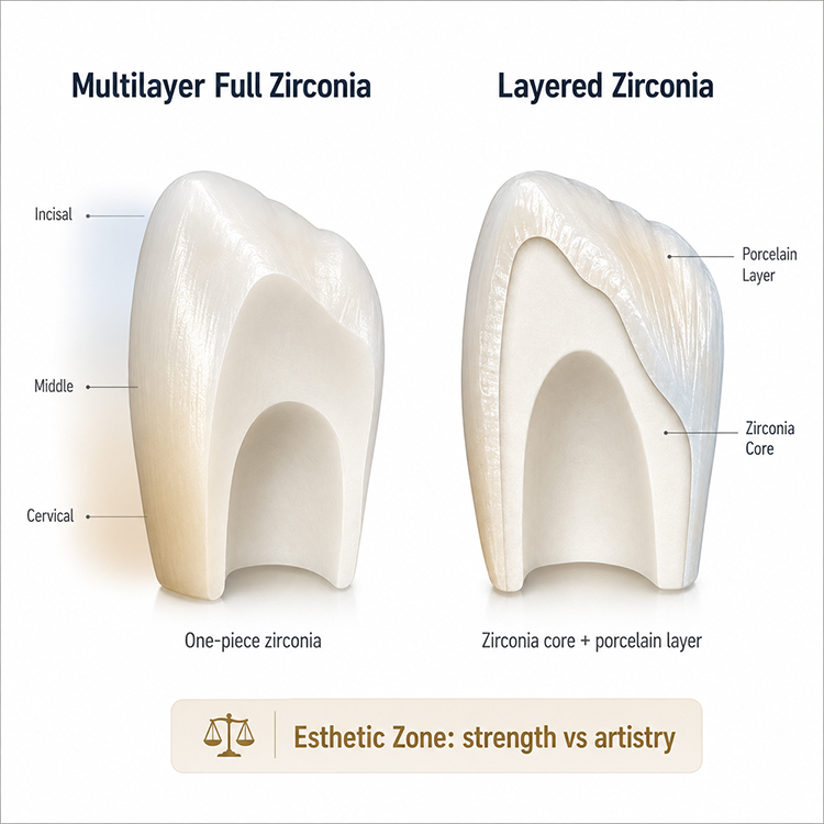 Multilayer Full Zirconia vs Layered Zirconia: Which Is Much better for the Esthetic Area? 3 Multilayer Full Zirconia vs Layered Zirconia