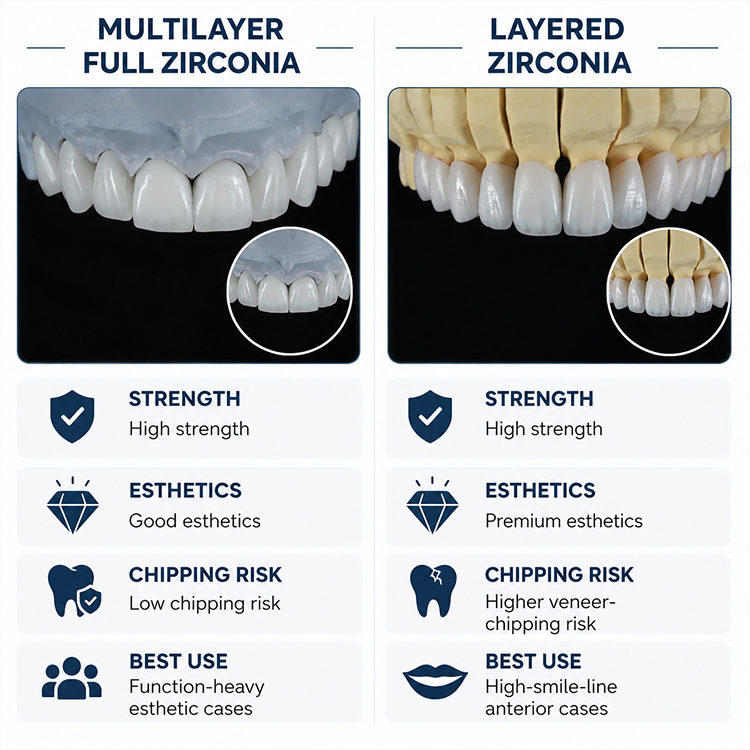 Multilayer Full Zirconia vs Layered Zirconia: Which Is Much better for the Esthetic Area? 1 Multilayer Full Zirconia vs Layered Zirconia